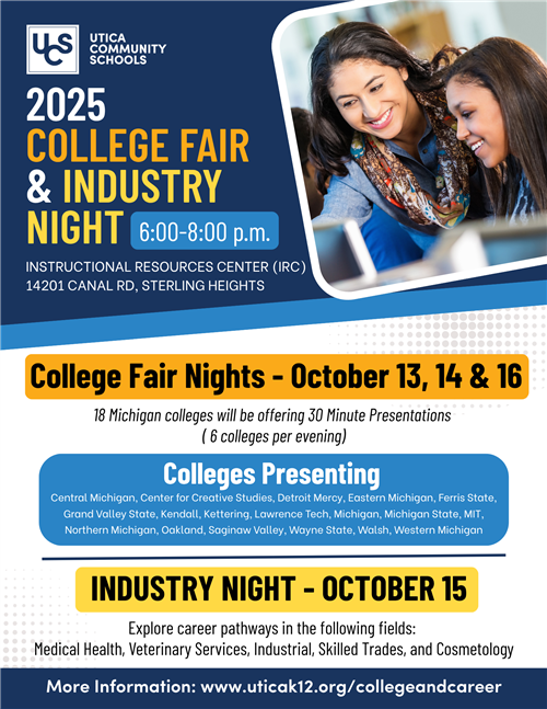 college and industry night October 13-16 6:00-8:00pm